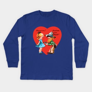 Retro Valentine's Day Heart Kids Long Sleeve T-Shirt